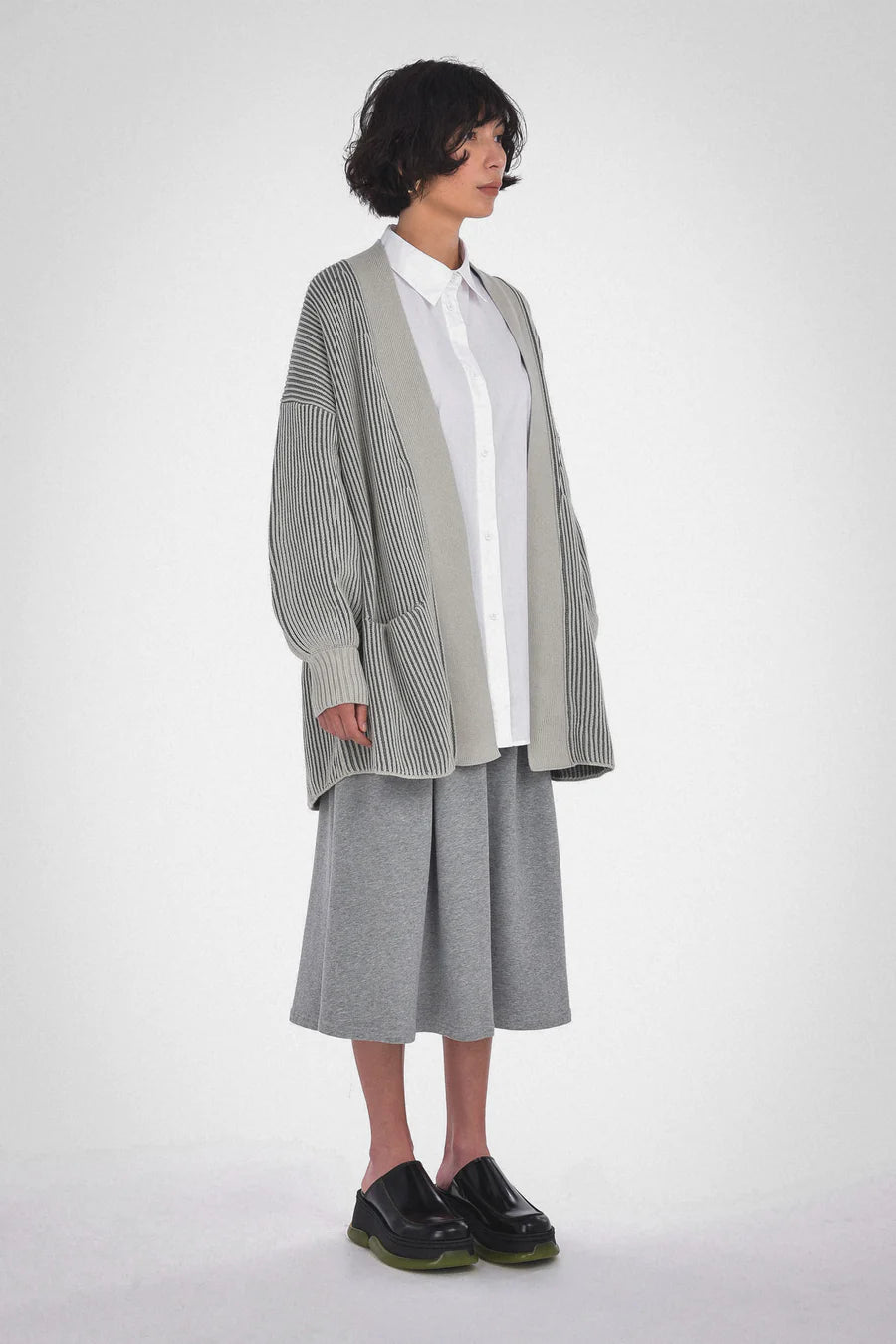 Row Shell Cardi - silver lining/dark melange grey