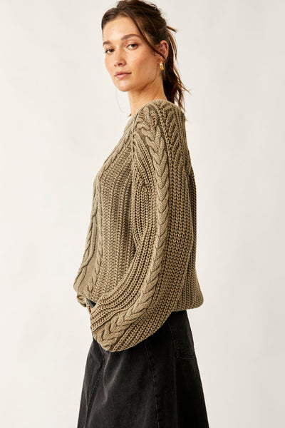 Frankie Cable Sweater - olive stone
