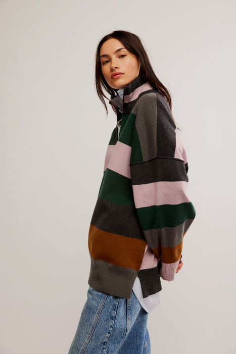 Coastal Stripe Pullover - pine grove