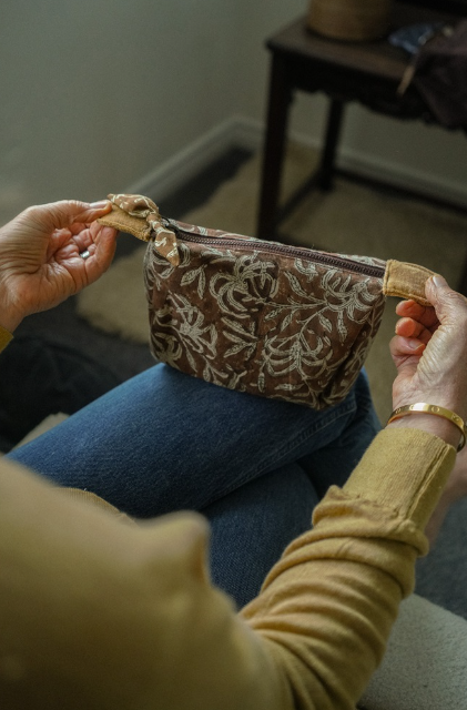 Saffron Block Printed Pouch