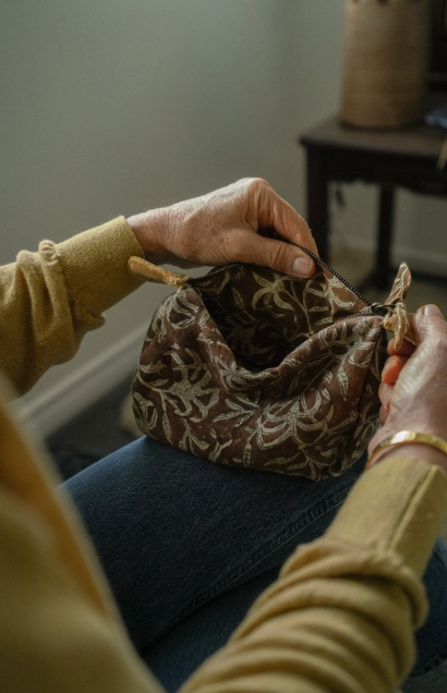 Saffron Block Printed Pouch