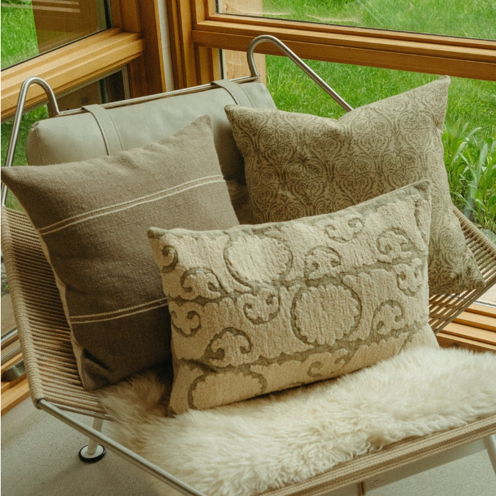 Suzani Boucle Pillow - sage