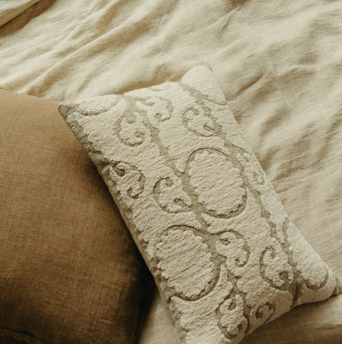 Suzani Boucle Pillow - sage