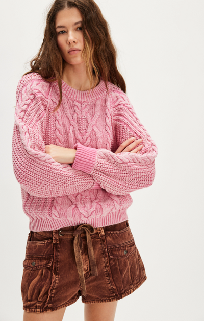 Frankie Cable Sweater - gumdrop