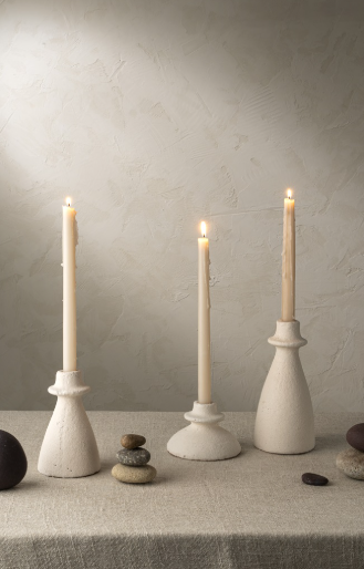 Arta Terracotta Candle Holder - white