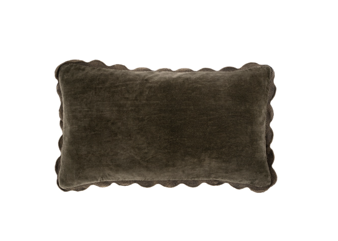 Velvet Scallop Pillow - charcoal