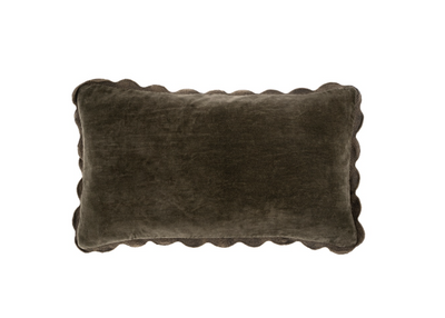 Velvet Scallop Pillow - charcoal