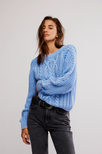 Frankie Cable Sweater - della robbia blue