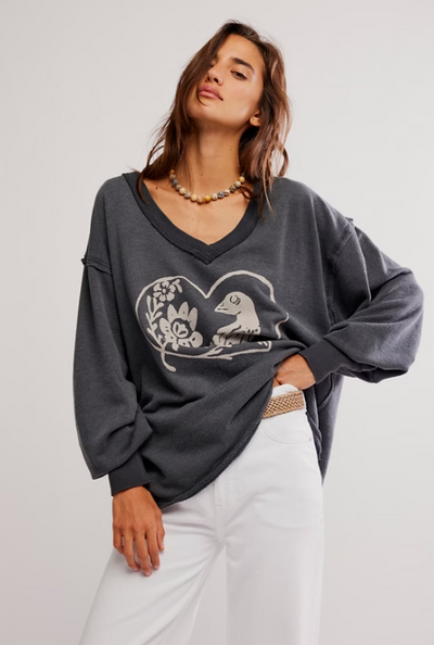 Venice V-Neck - black bird