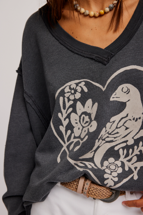 Venice V-Neck - black bird