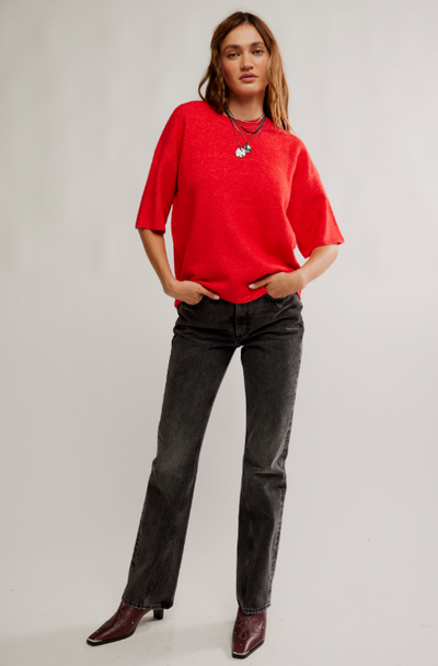 Margot Sweater Tee - cherry pop