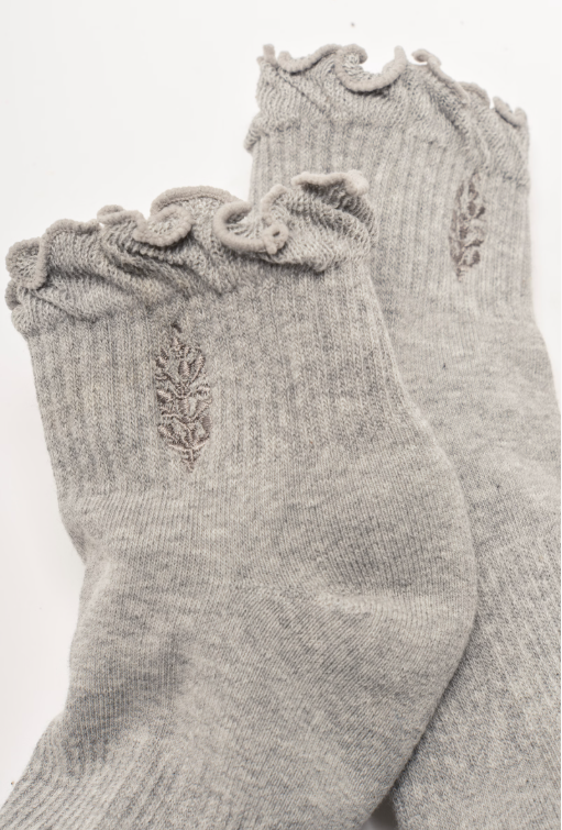 Free People Classic Ruffle Sock - heather grey