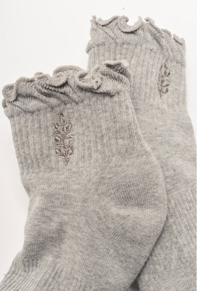 Free People Classic Ruffle Sock - heather grey