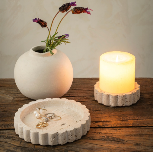 Travertine Scalloped Plate