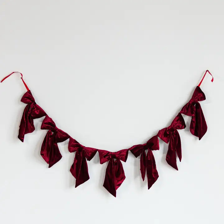 Velvet Bow Garland - red