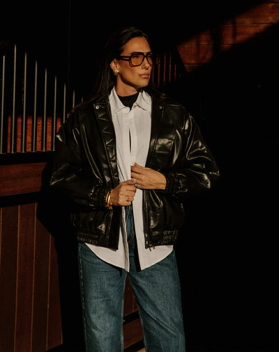 Oversized Vegan Leather Bomber