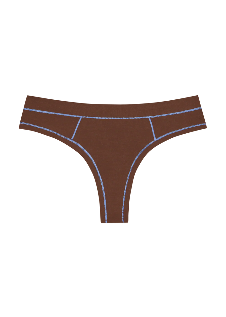 Huha Thong Undies - brown + sky blue
