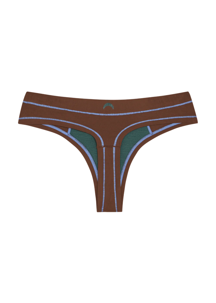Huha Thong Undies - brown + sky blue