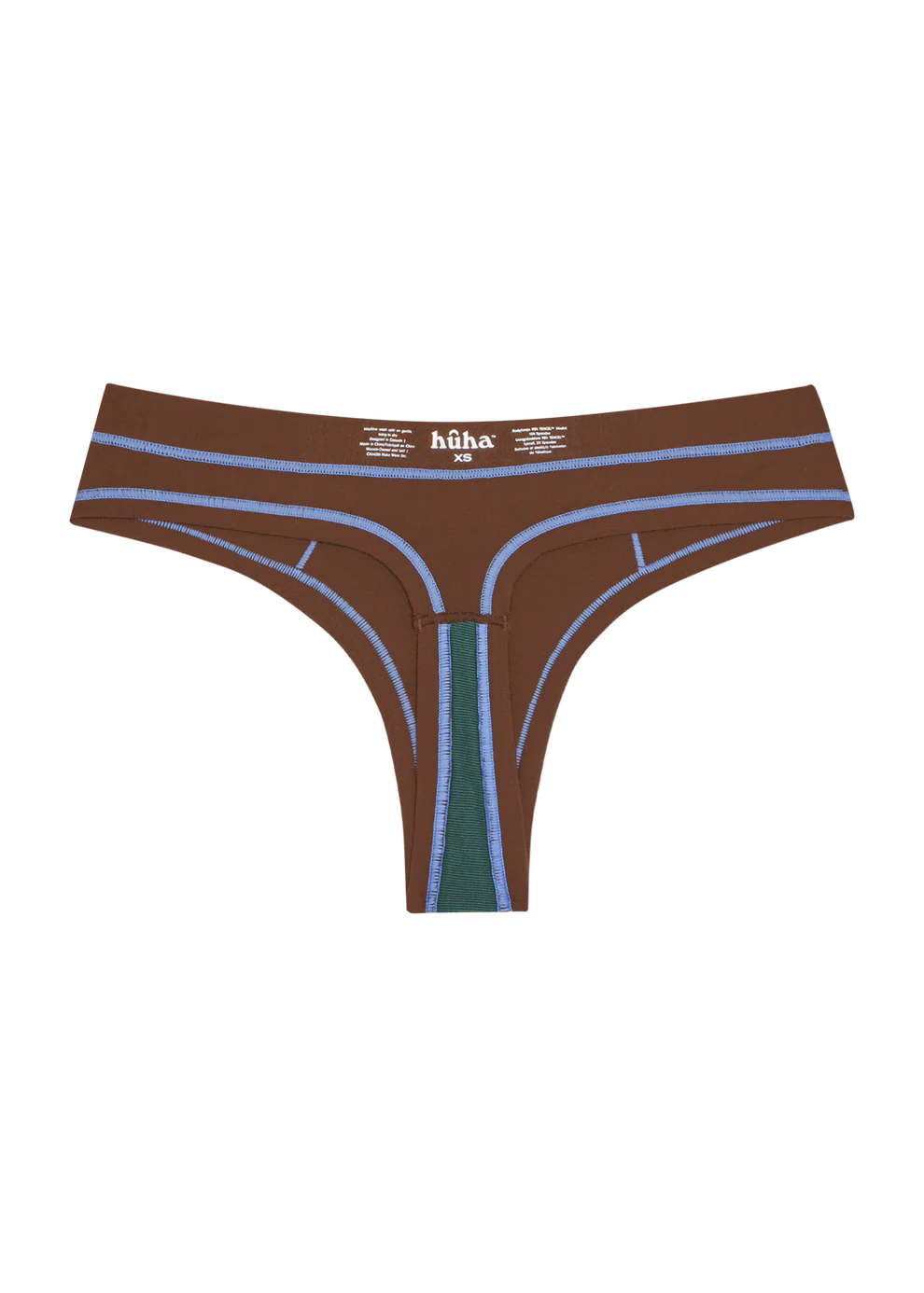 Huha Thong Undies - brown + sky blue