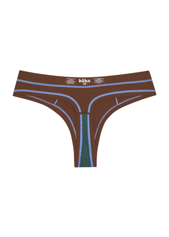 Huha Thong Undies - brown + sky blue