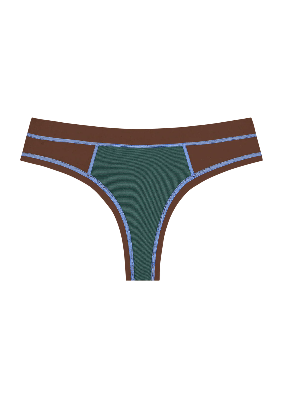 Huha Thong Undies - brown + sky blue