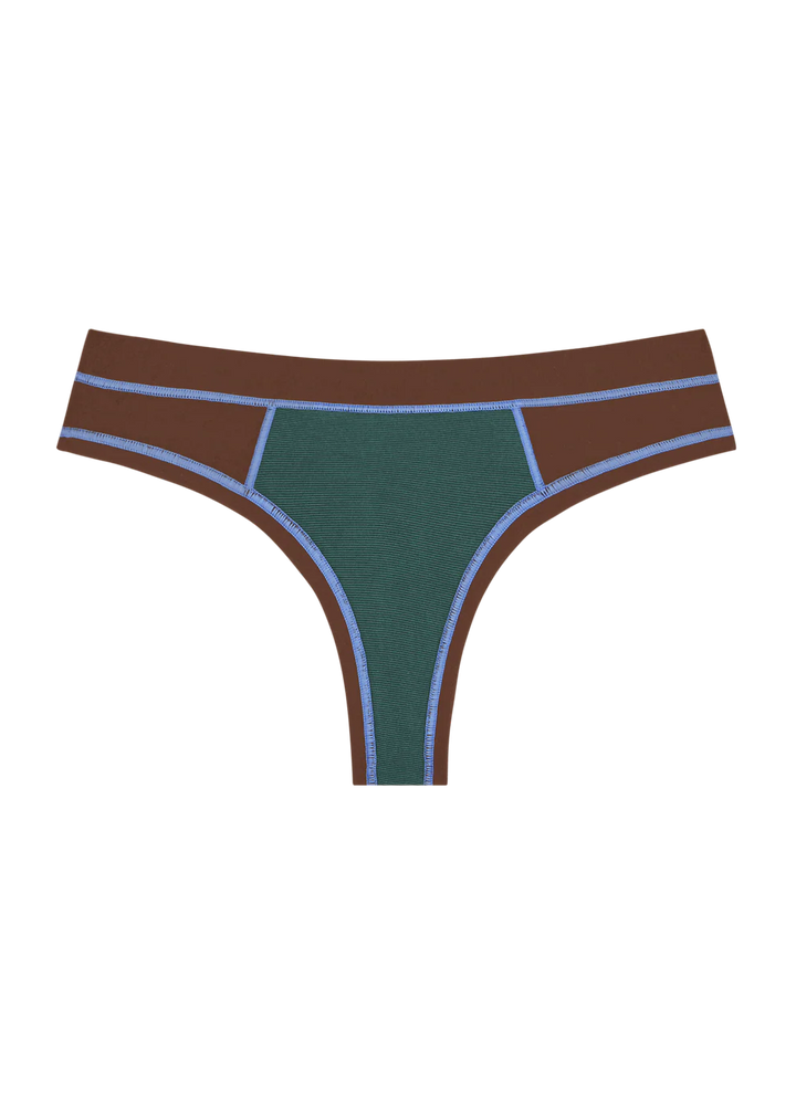 Huha Thong Undies - brown + sky blue