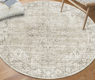 Lyle Rug - beige ivory 4' round