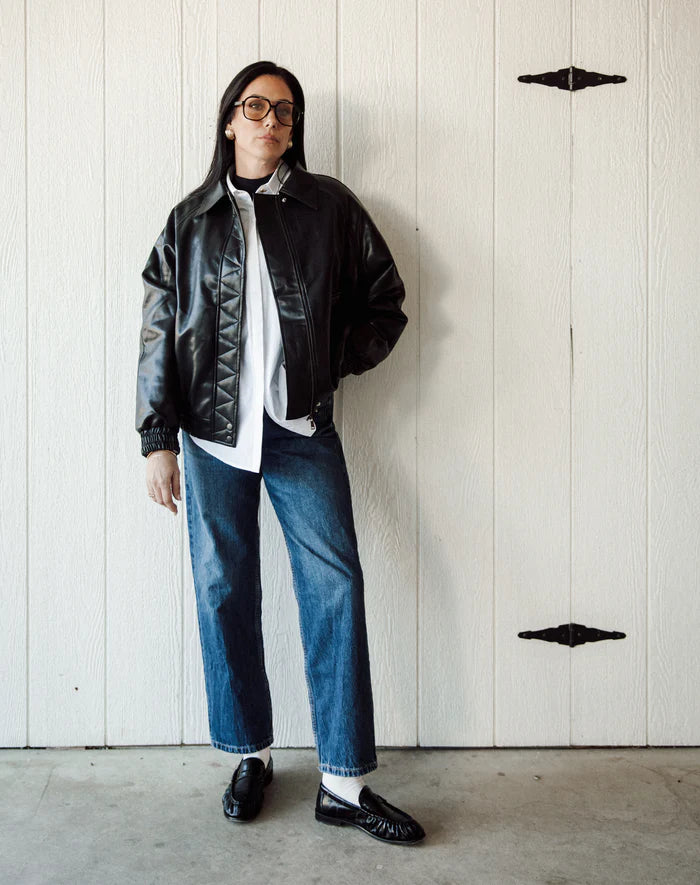 Oversized Vegan Leather Bomber