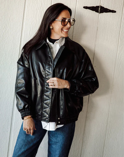 Oversized Vegan Leather Bomber