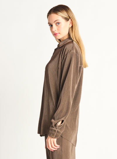 Coralie Pleated Shirt - ash brown