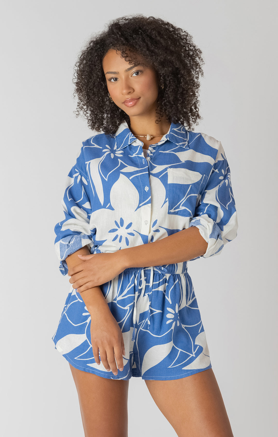 Hibiscus Button Down