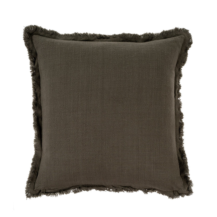 Frayed Edge Pillow - dark grey