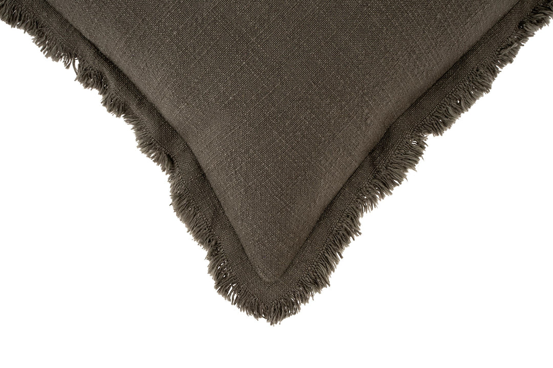 Frayed Edge Pillow - dark grey