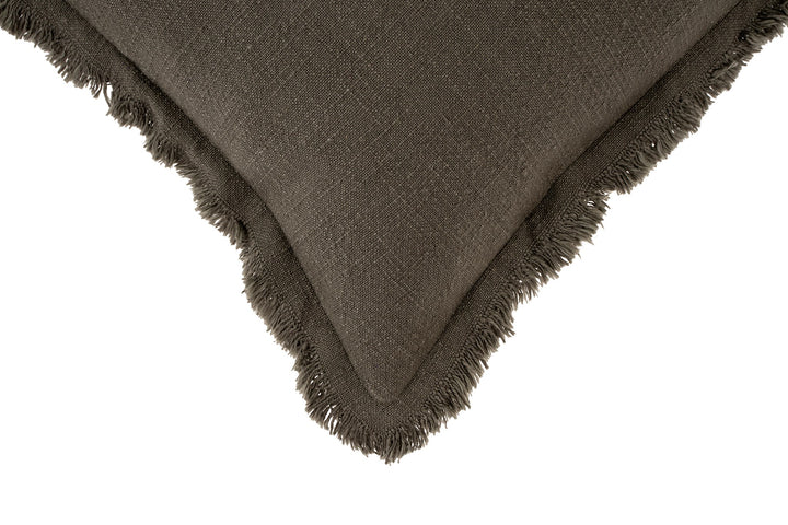 Frayed Edge Pillow - dark grey
