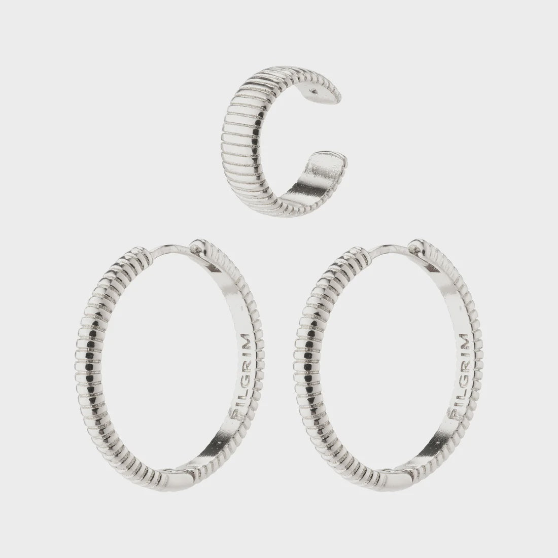 Xena Hoop Og Cuff Earrings - silver