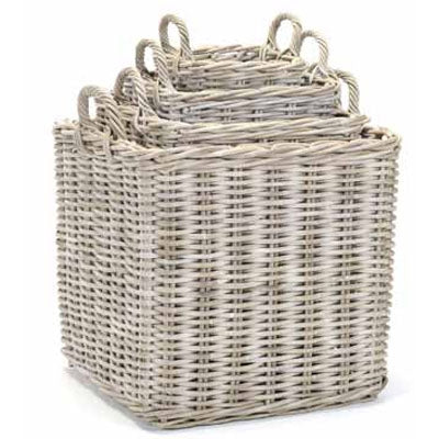 Steppe Square Whitewashed Basket