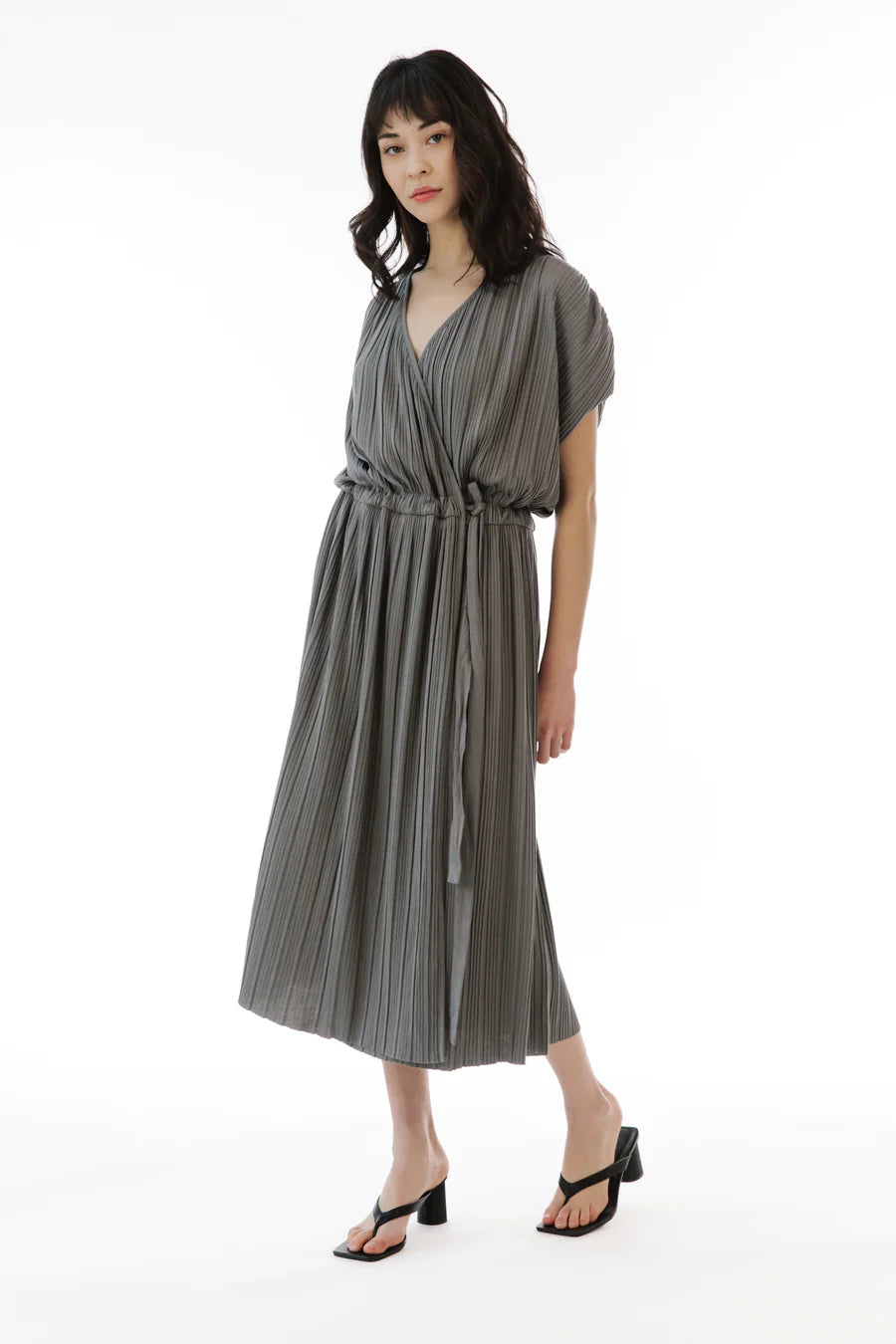 Mimi Wrap Dress - charcoal grey