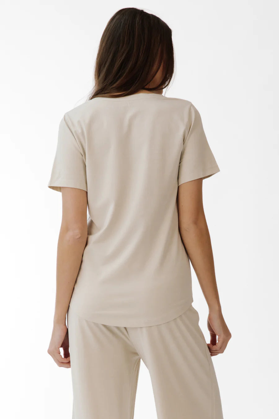 Emilia V-neck Tee - oatmeal