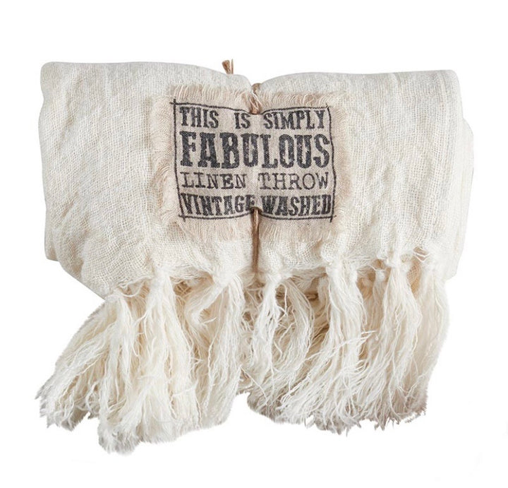 Linen Throw - antique white
