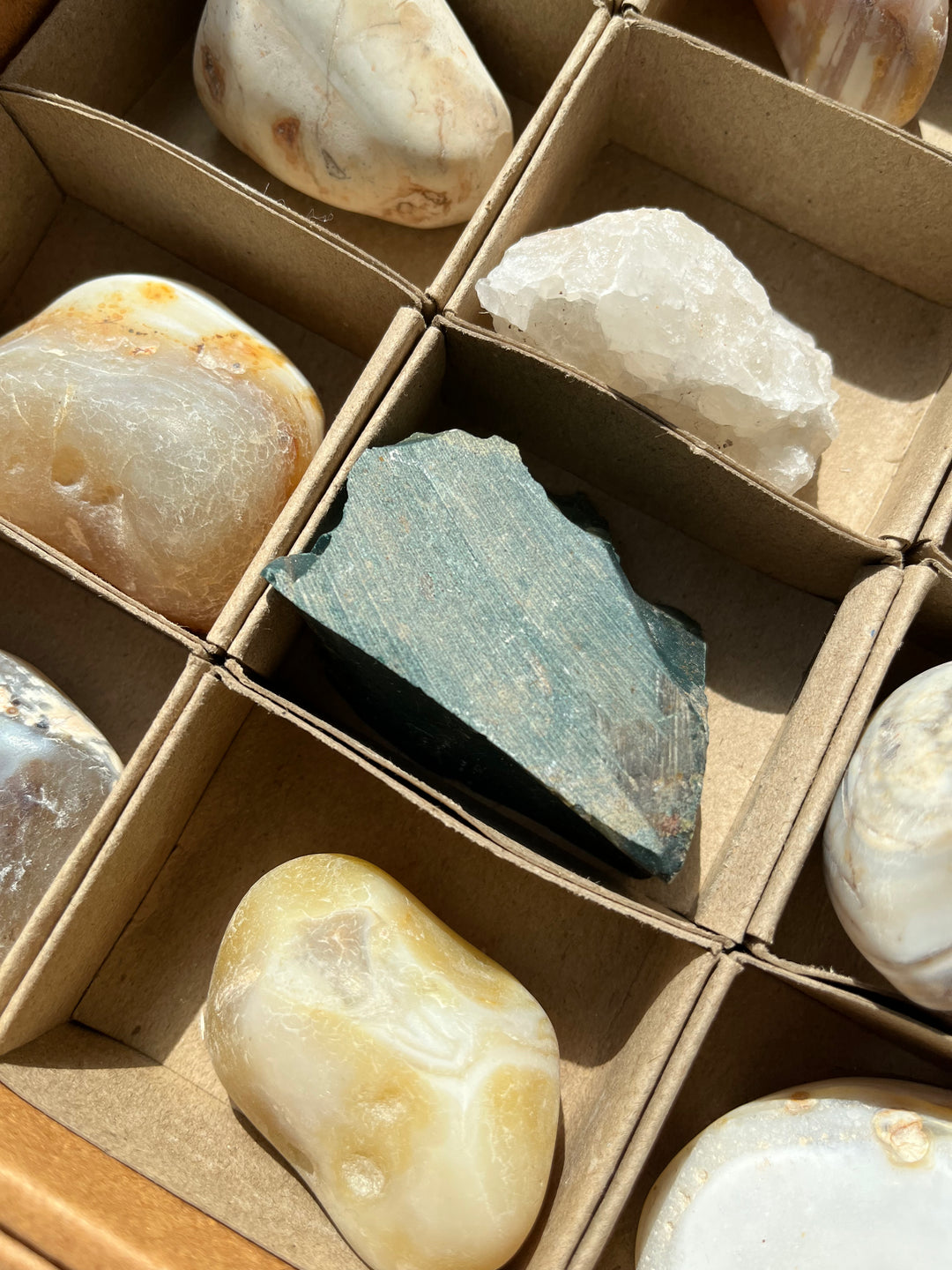 Found Stones and Minerals in a box