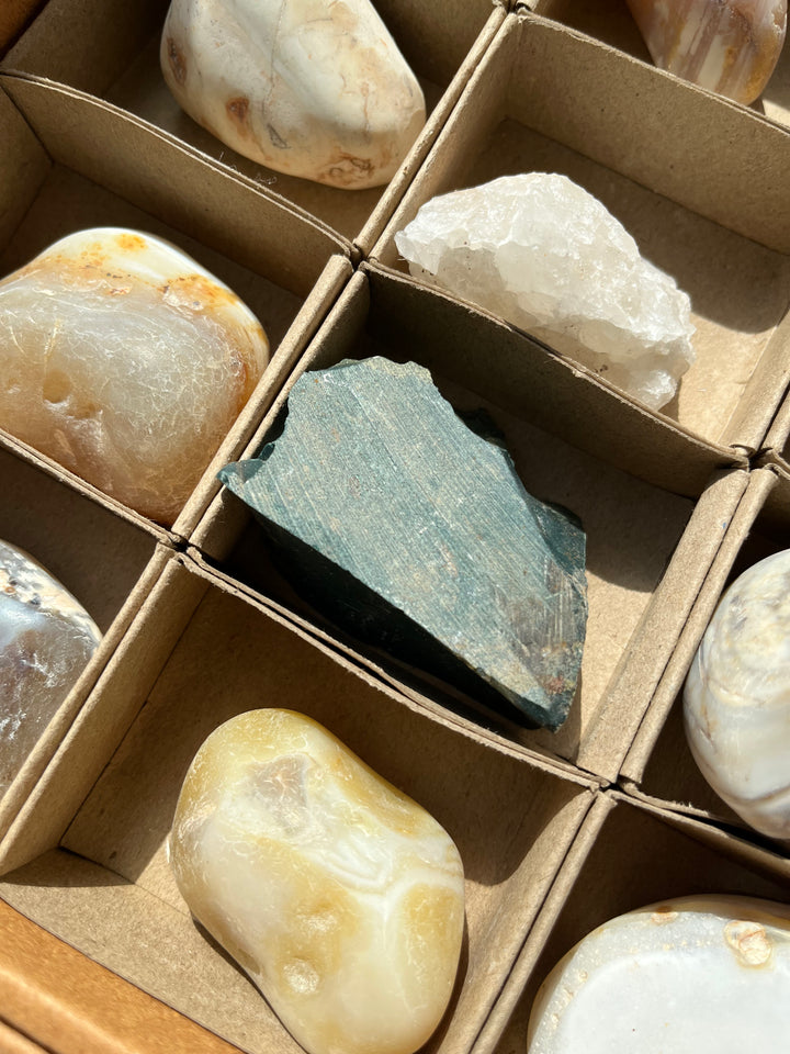 Found Stones and Minerals in a box