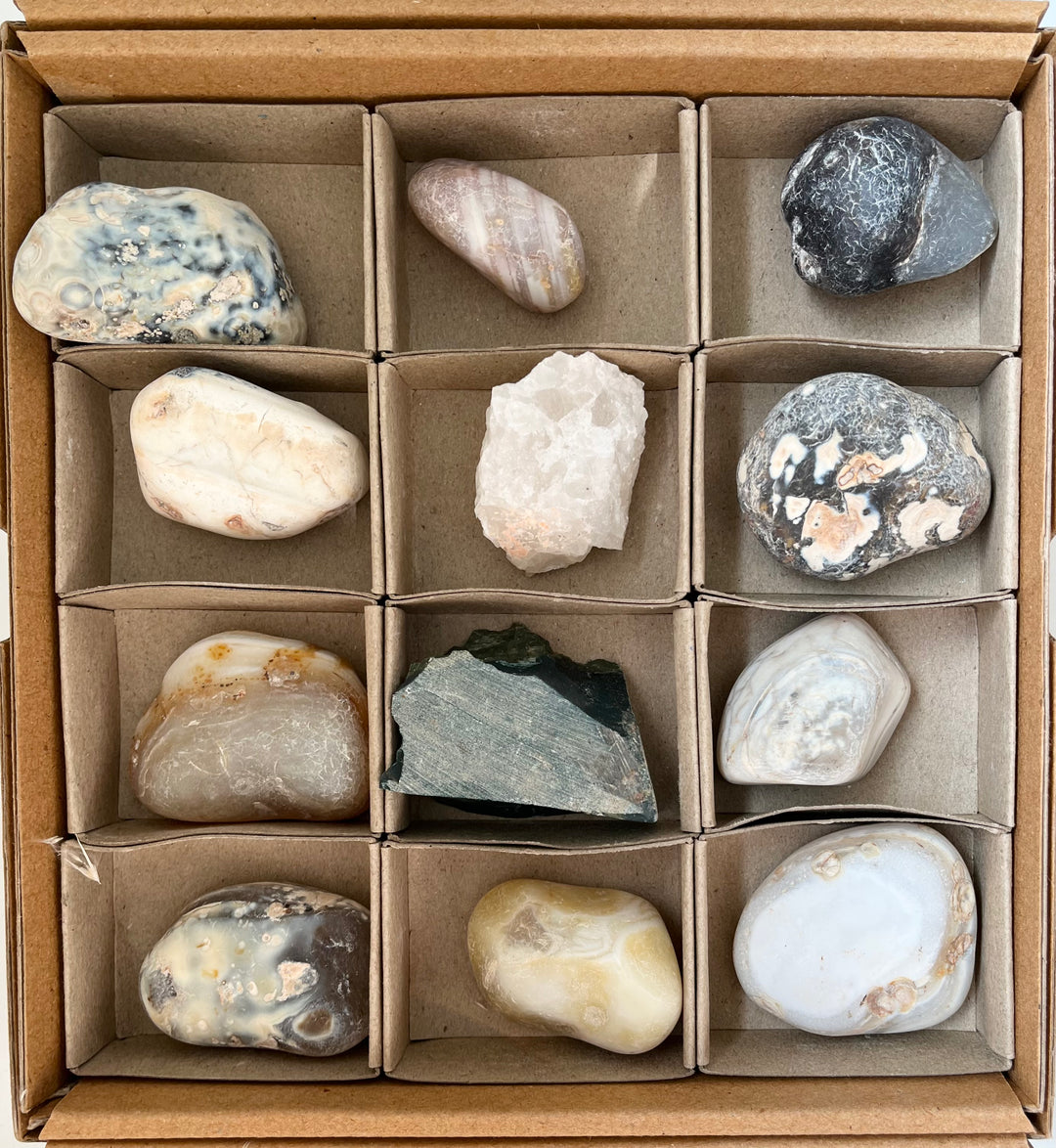 Found Stones and Minerals in a box